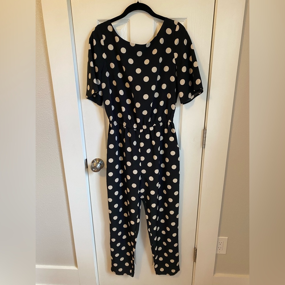Polka Dot Jumpsuit - Black and White